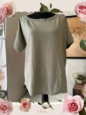 Nwt Melissa Paige Olive Green Button-Shoulder Top Size Xl
